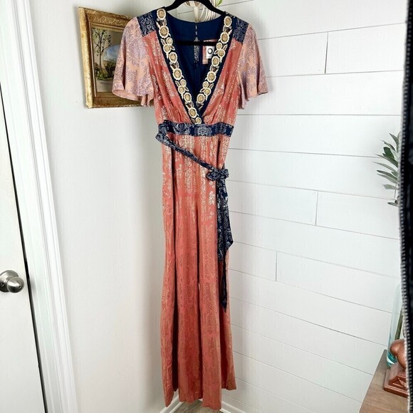 Anthropologie Akemi + Kin Sofia Metallic Jumpsuit Size US 4 - Picture 4 of 13
